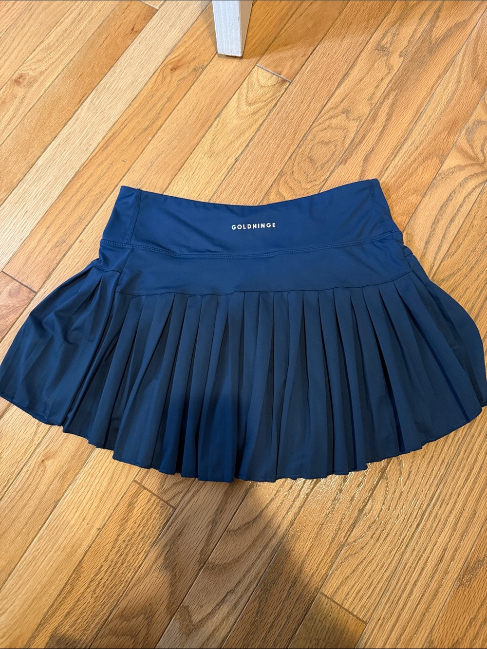 GOLDHINGE Navy Pleated Skater Skirt